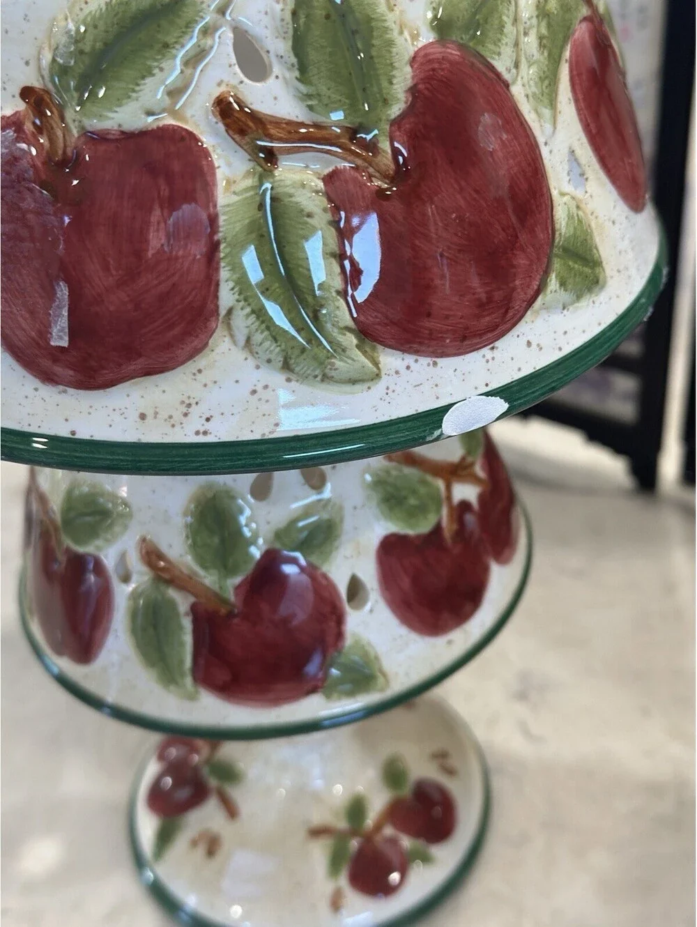 Vintage ceramic country apple candle shade and accessories set